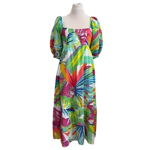 FARM Rio Rainbow Leaves Open Back Midi Dress Medium - Picture 6 of 15